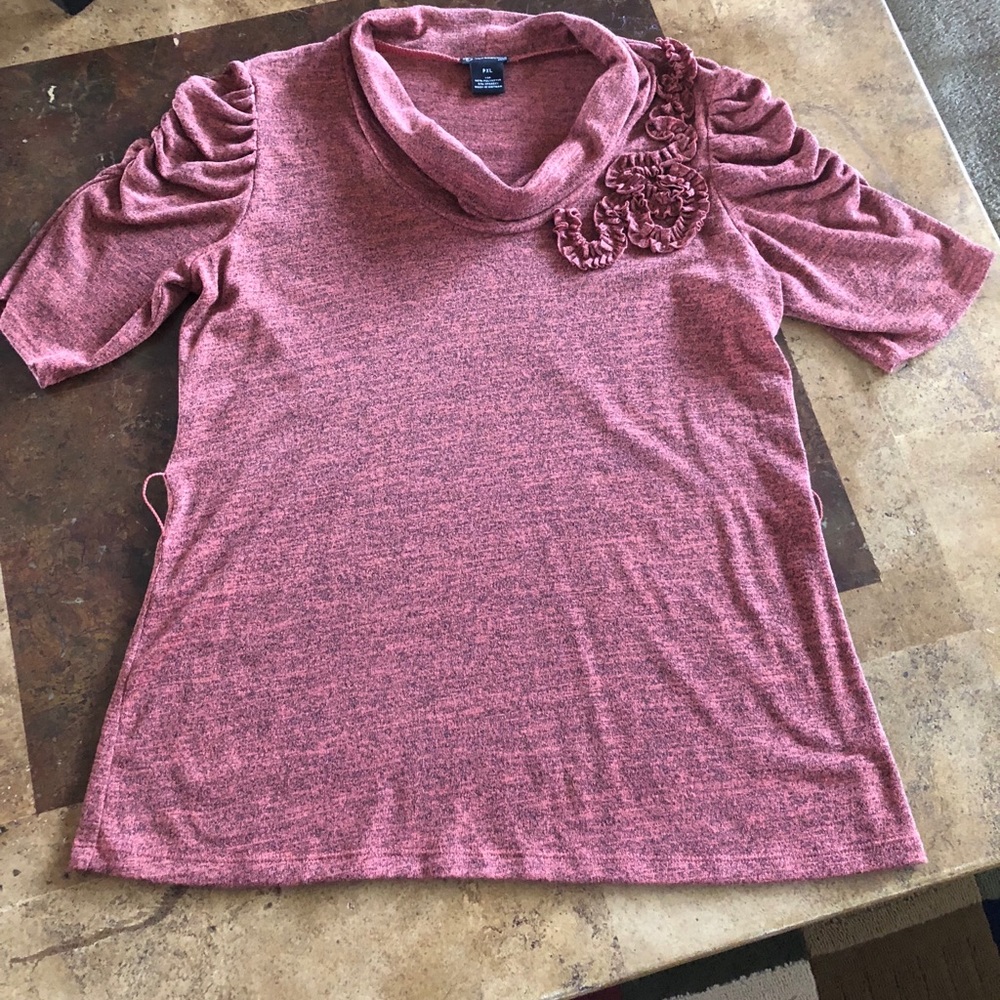 Copper Faux Turtleneck Top